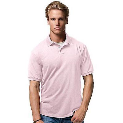 Hanes Cotton-Blend EcoSmart Jersey Polo Shirts - Men